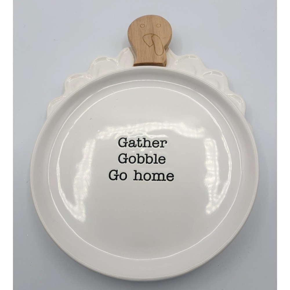 MUD PIE- Thanksgiving GATHER, GOBBLE, GO HOME Serving Plate - 7 3/4" Diameter